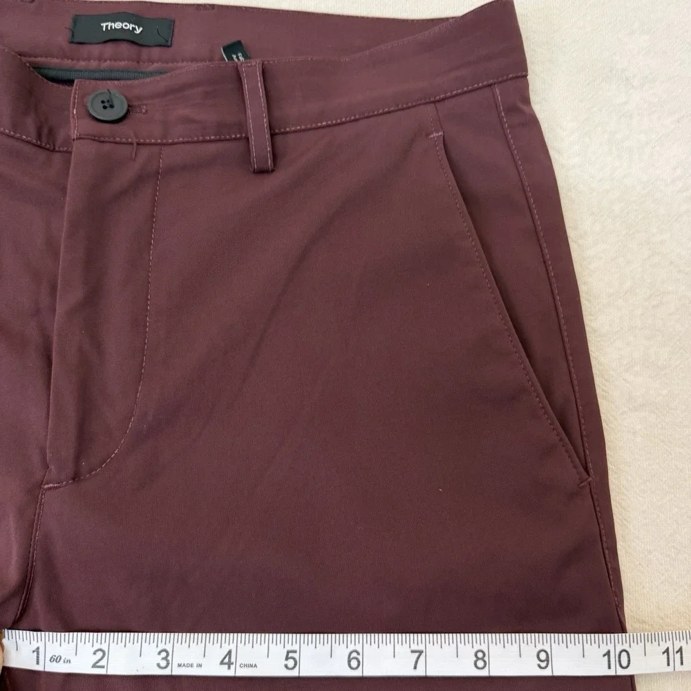 Theory Zaine SW Neoteric Pants Mens 30x32 Burgundy Slim Performance Stretch USA